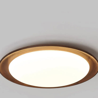 Minimalist Walnut Wood Dimmable Flush Mount LED Ceiling Light