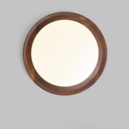 Minimalist Walnut Wood Dimmable Flush Mount LED Ceiling Light