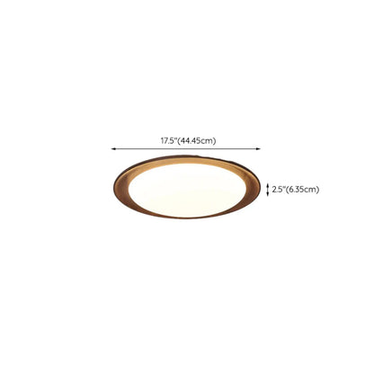 Minimalist Walnut Wood Dimmable Flush Mount LED Ceiling Light