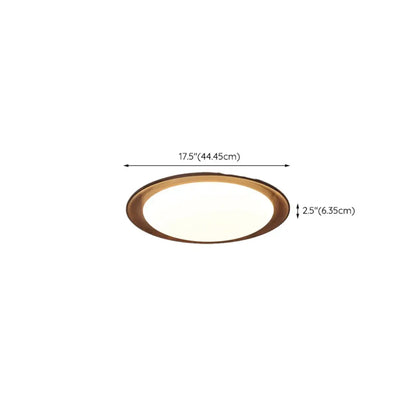 Minimalist Walnut Wood Dimmable Flush Mount LED Ceiling Light