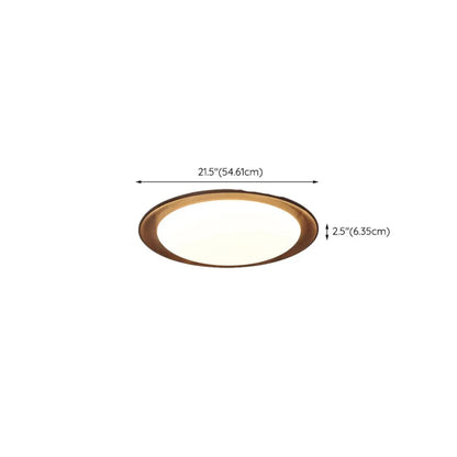 Minimalist Walnut Wood Dimmable Flush Mount LED Ceiling Light