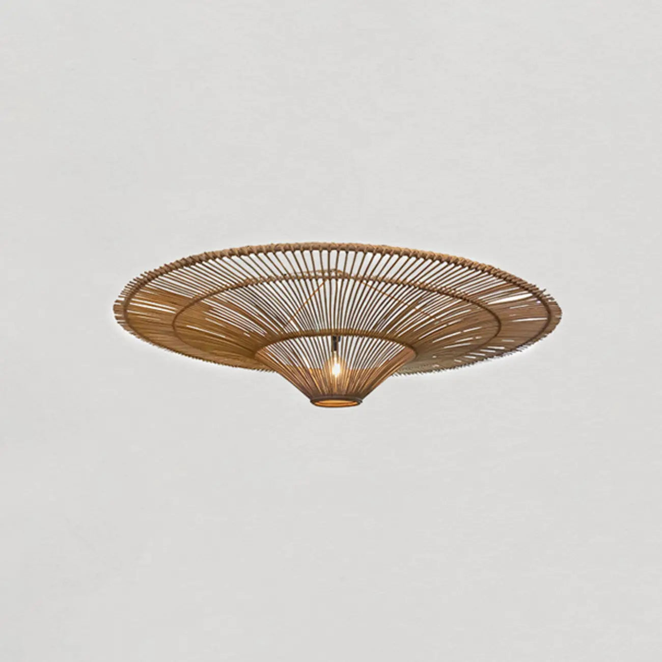 Natural Woven Rattan Bohemian Semi Flush Ceiling Light