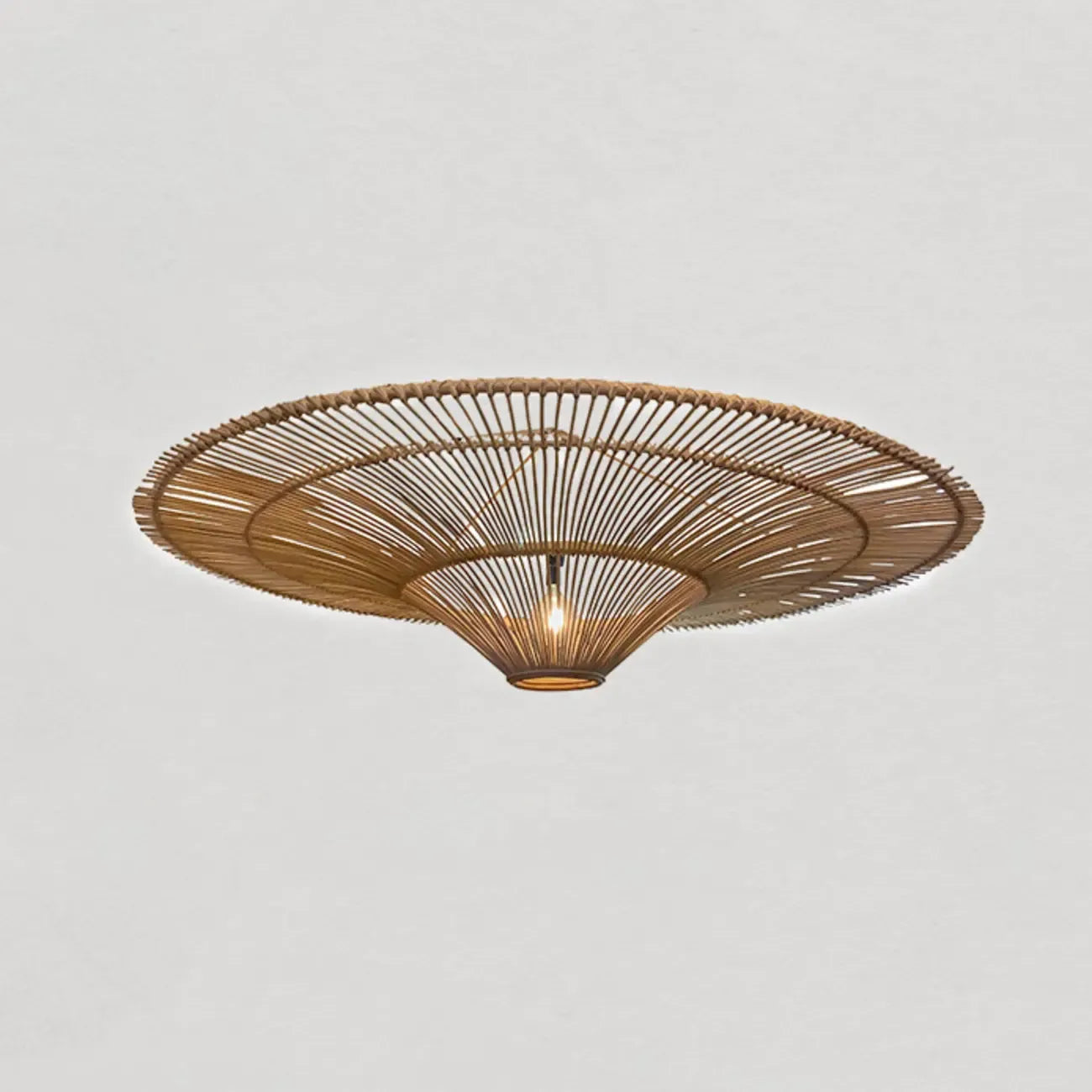 Natural Woven Rattan Bohemian Semi Flush Ceiling Light