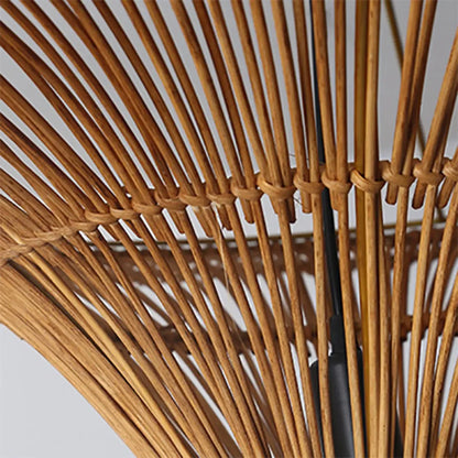Natural Woven Rattan Bohemian Semi Flush Ceiling Light