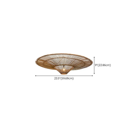 Natural Woven Rattan Bohemian Semi Flush Ceiling Light
