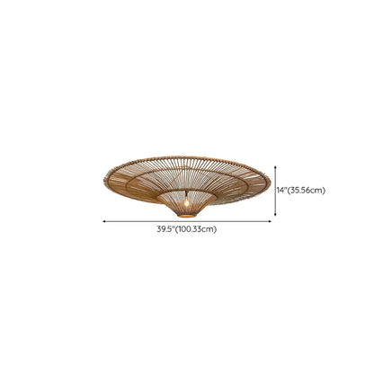 Natural Woven Rattan Bohemian Semi Flush Ceiling Light