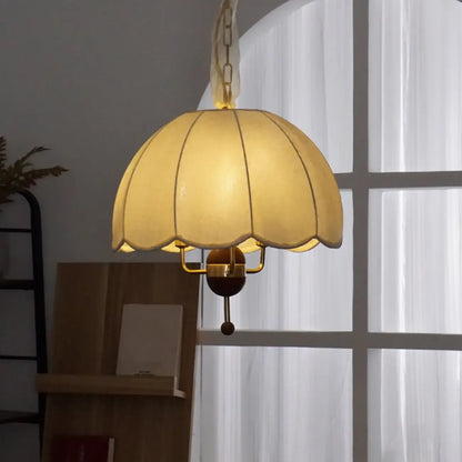 Vintage Semicircle Off-white Fabric Dome Chandelier