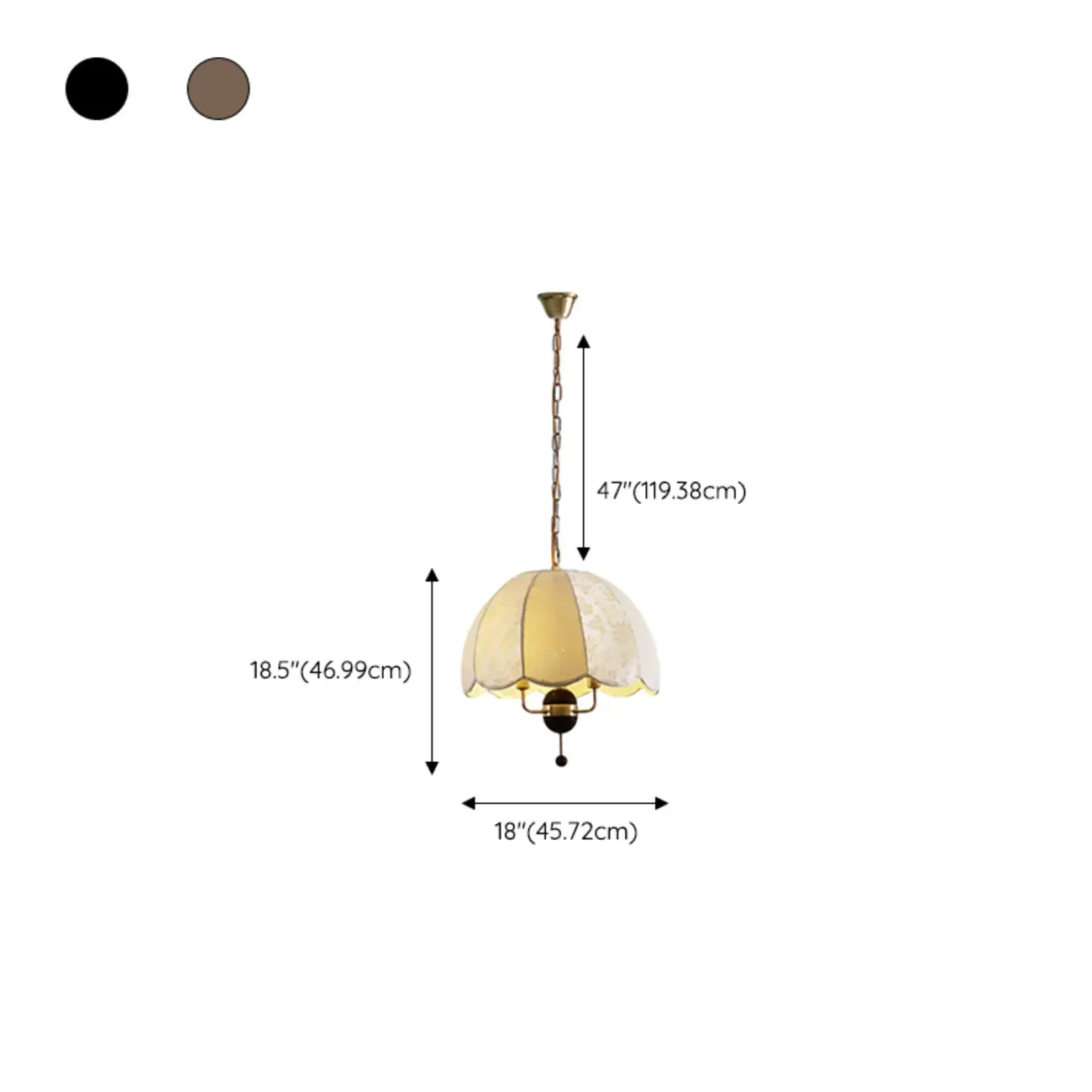 Vintage Semicircle Off-white Fabric Dome Chandelier