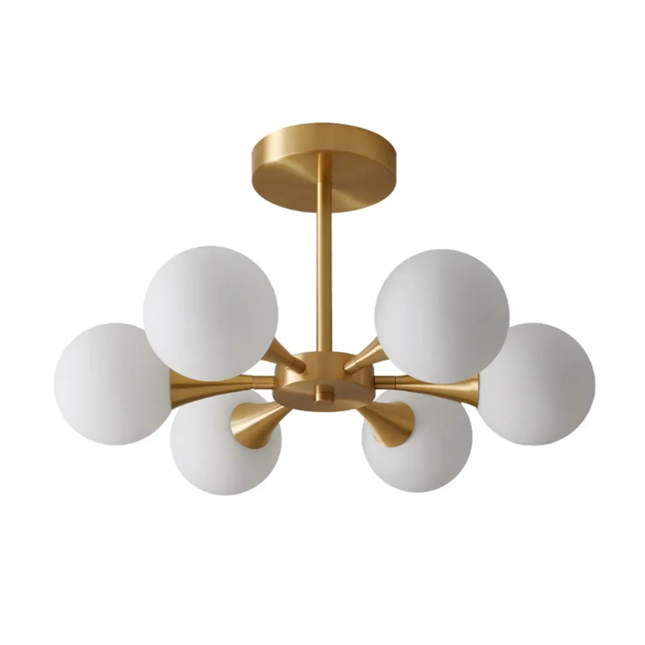 Modern Gold Glass Ball Semi Flush Mount Ceiling Light