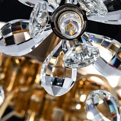 Modern Floral Crystal Golden Semi Flush Ceiling Light