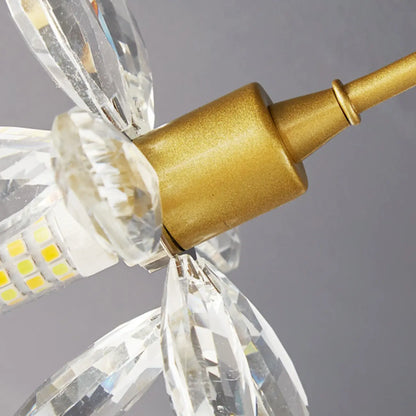Modern Floral Crystal Golden Semi Flush Ceiling Light