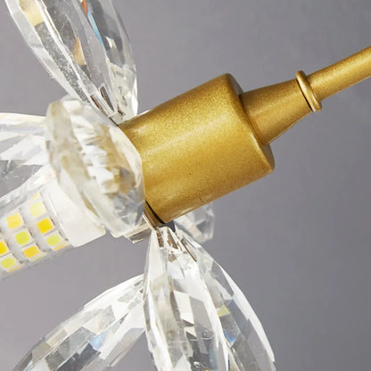 Modern Floral Crystal Golden Semi Flush Ceiling Light