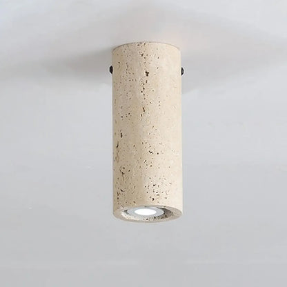 Modern Cylinder Stone Beige Flush Ceiling Light for Hallway