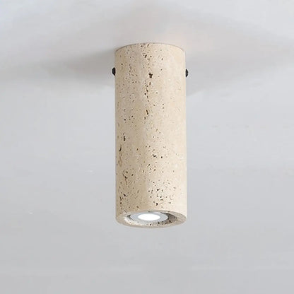 Modern Cylinder Stone Beige Flush Ceiling Light for Hallway