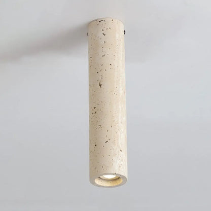 Modern Cylinder Stone Beige Flush Ceiling Light for Hallway