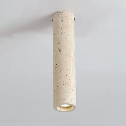 Modern Cylinder Stone Beige Flush Ceiling Light for Hallway