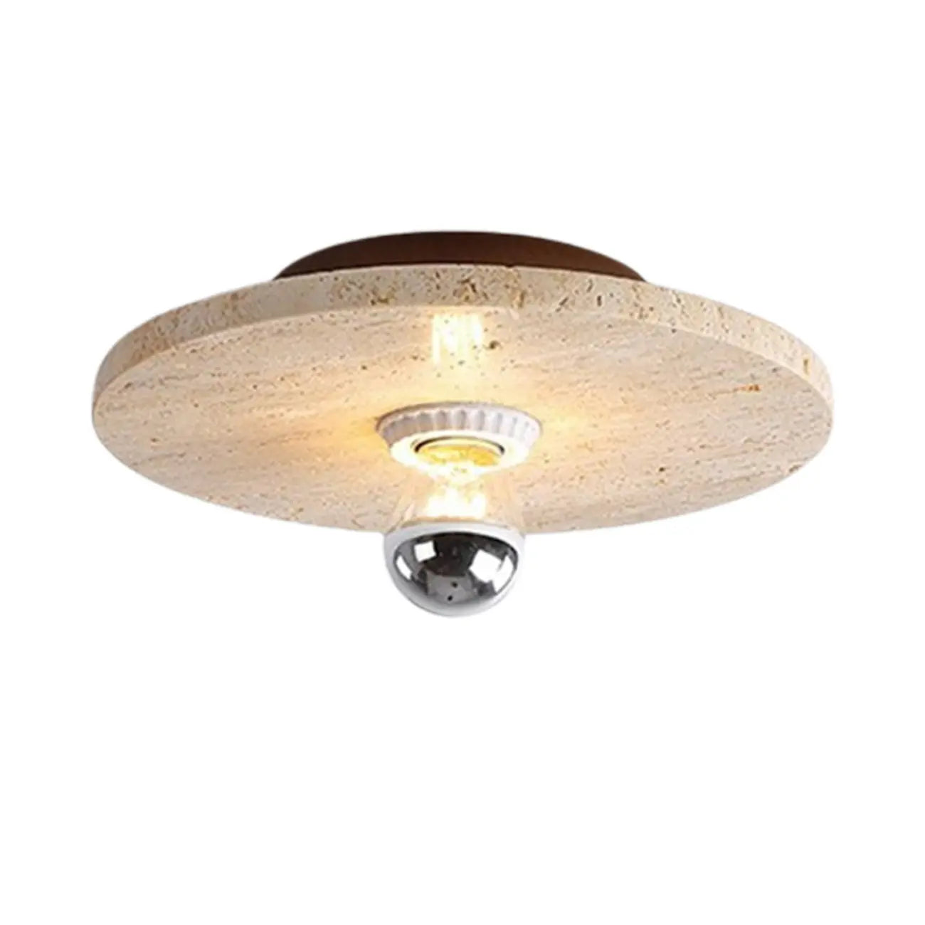 Modern Cylinder Stone Beige Flush Ceiling Light for Hallway