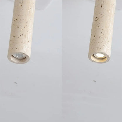 Modern Cylinder Stone Beige Flush Ceiling Light for Hallway