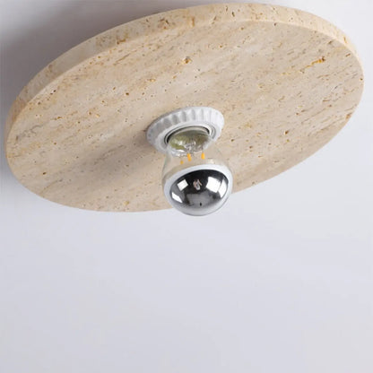 Modern Cylinder Stone Beige Flush Ceiling Light for Hallway