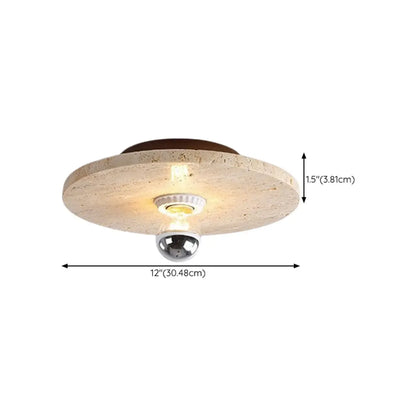 Modern Cylinder Stone Beige Flush Ceiling Light for Hallway