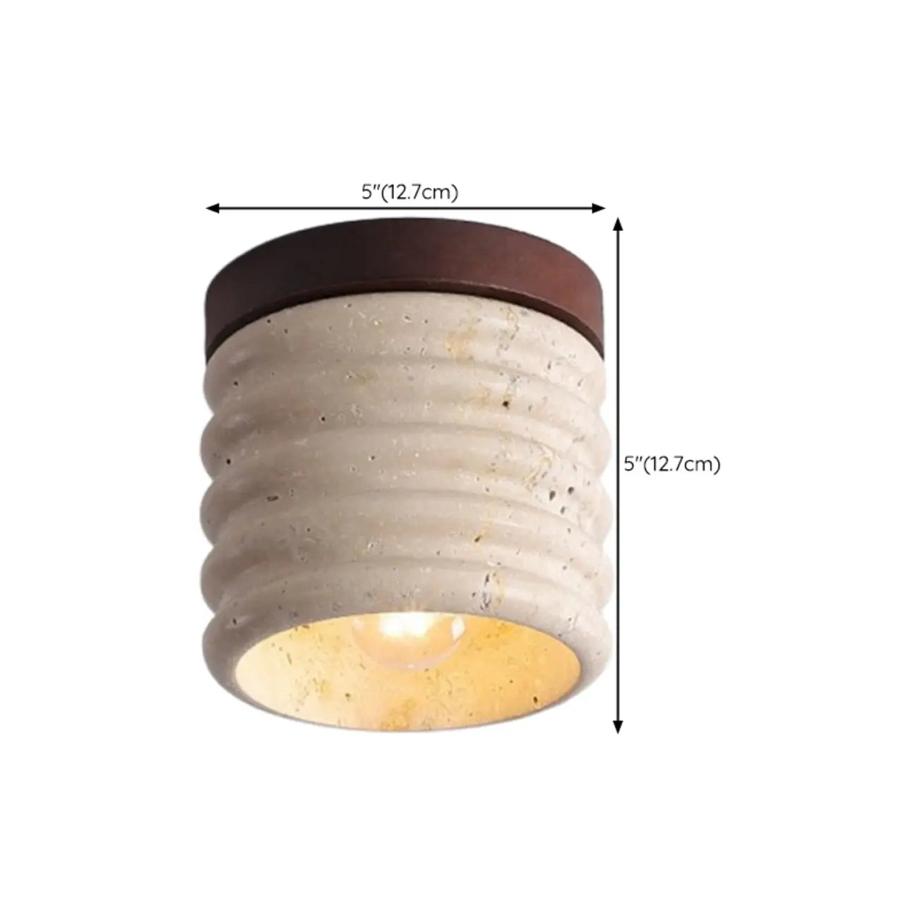 Modern Cylinder Stone Beige Flush Ceiling Light for Hallway