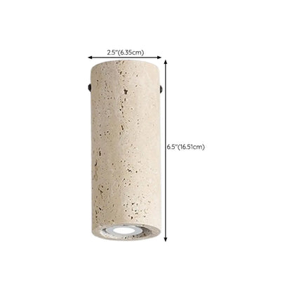 Modern Cylinder Stone Beige Flush Ceiling Light for Hallway