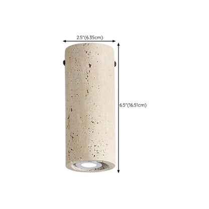 Modern Cylinder Stone Beige Flush Ceiling Light for Hallway