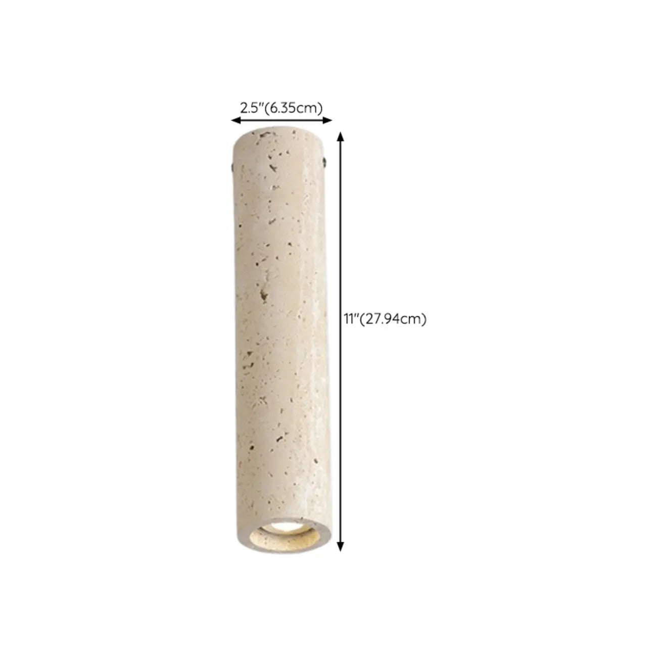 Modern Cylinder Stone Beige Flush Ceiling Light for Hallway
