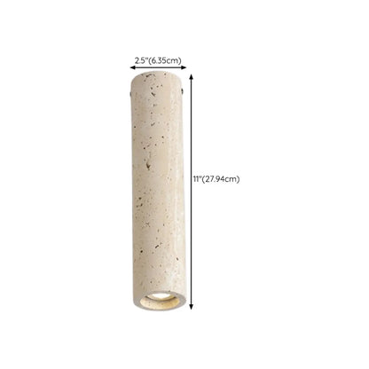 Modern Cylinder Stone Beige Flush Ceiling Light for Hallway