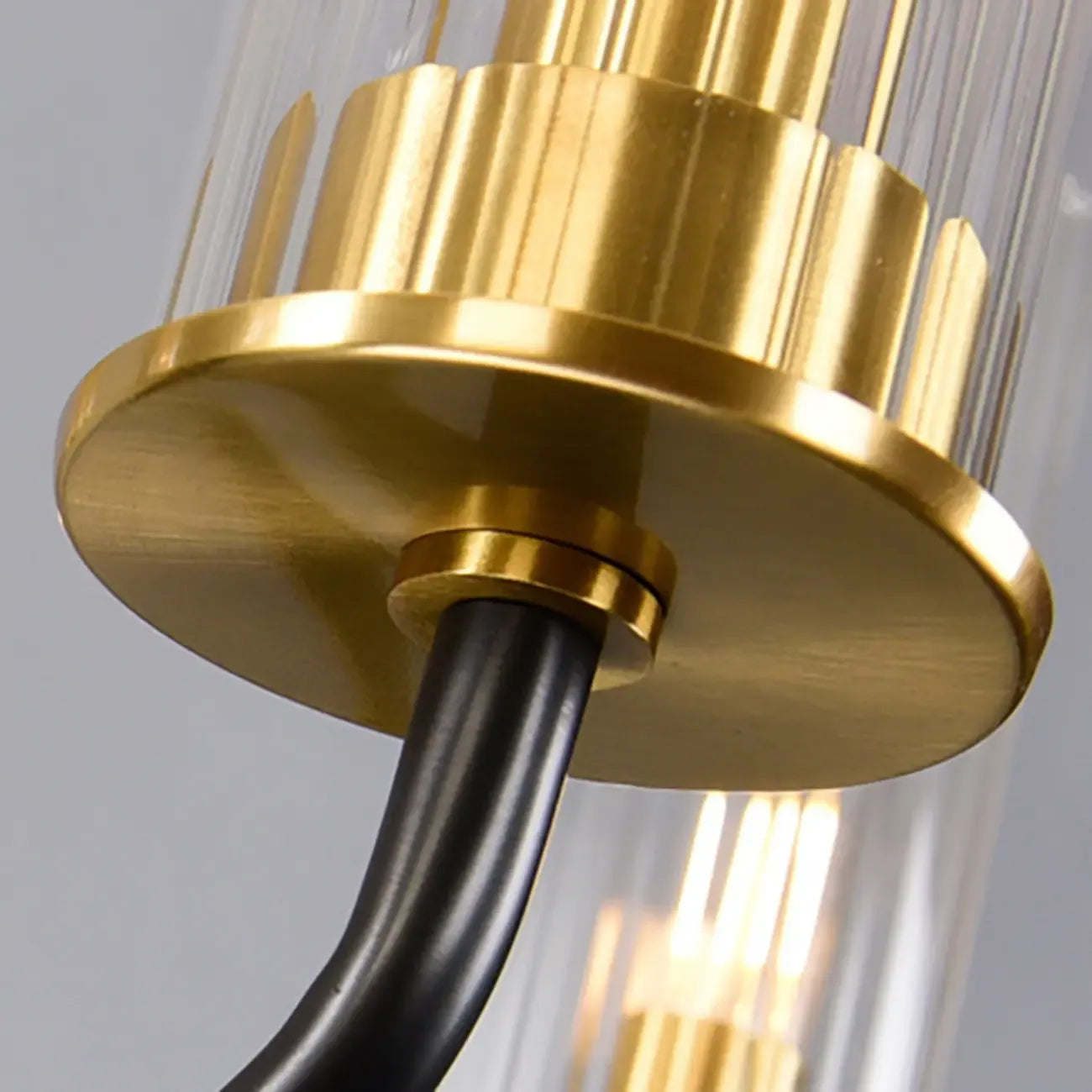 Modern Circle Black Gold Clear Glass Shade Chandelier