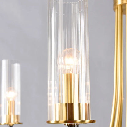 Modern Circle Black Gold Clear Glass Shade Chandelier