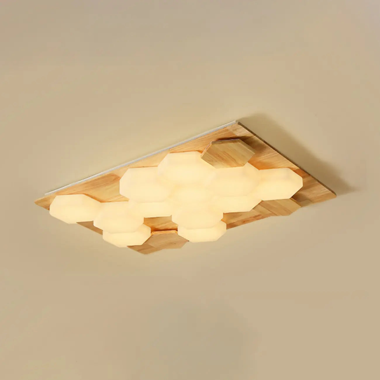 Nordic Honeycomb Natural Wooden Flush Mount Ceiling Light