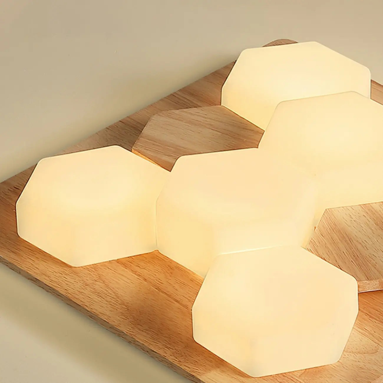 Nordic Honeycomb Natural Wooden Flush Mount Ceiling Light