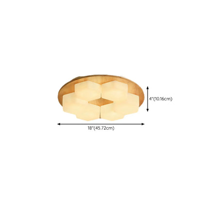 Nordic Honeycomb Natural Wooden Flush Mount Ceiling Light