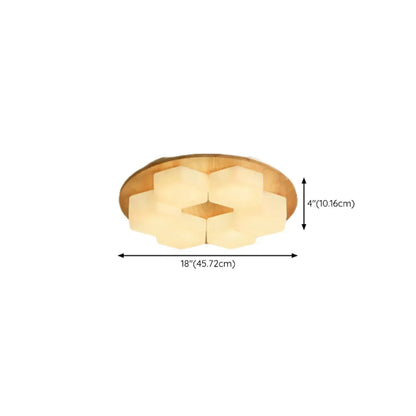 Nordic Honeycomb Natural Wooden Flush Mount Ceiling Light