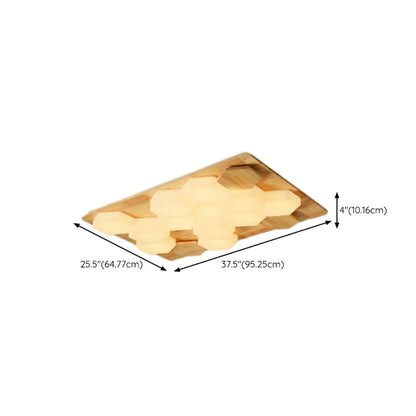 Nordic Honeycomb Natural Wooden Flush Mount Ceiling Light