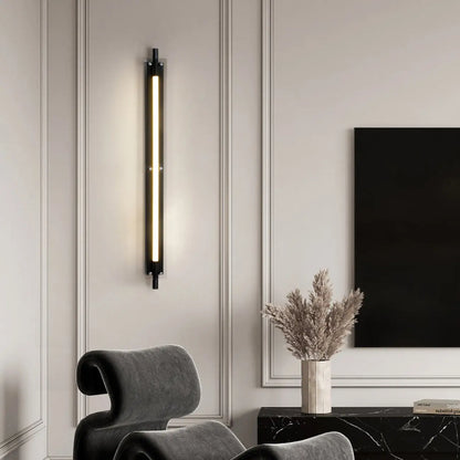 Modern Black Metal Linear Plastic Shade Wall Sconce