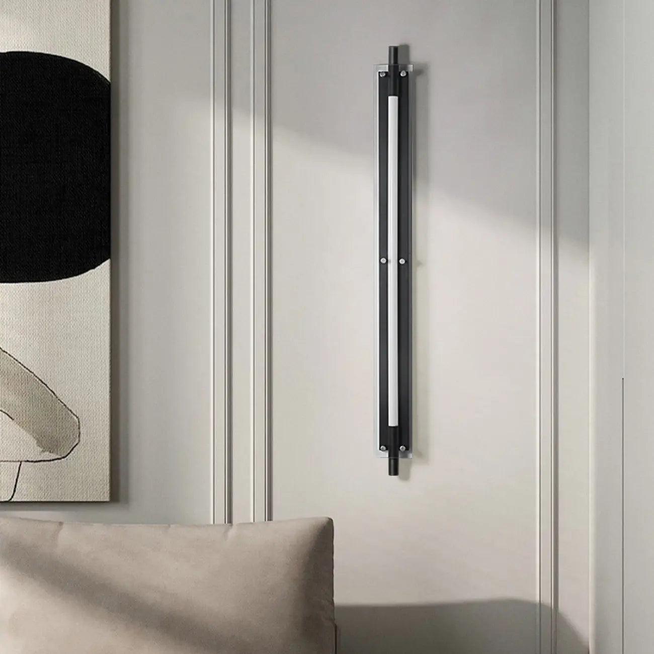 Modern Black Metal Linear Plastic Shade Wall Sconce