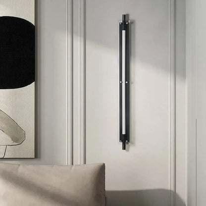 Modern Black Metal Linear Plastic Shade Wall Sconce