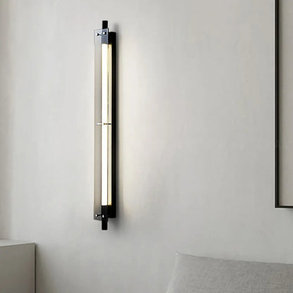 Modern Black Metal Linear Plastic Shade Wall Sconce