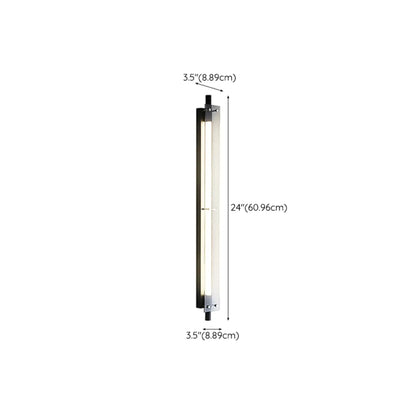 Modern Black Metal Linear Plastic Shade Wall Sconce