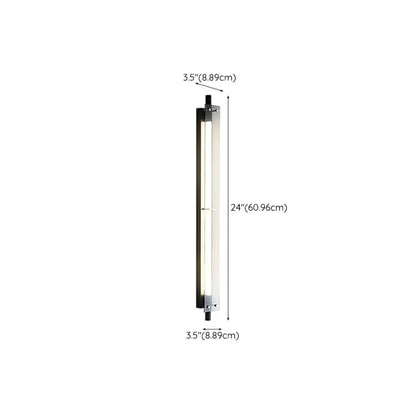 Modern Black Metal Linear Plastic Shade Wall Sconce