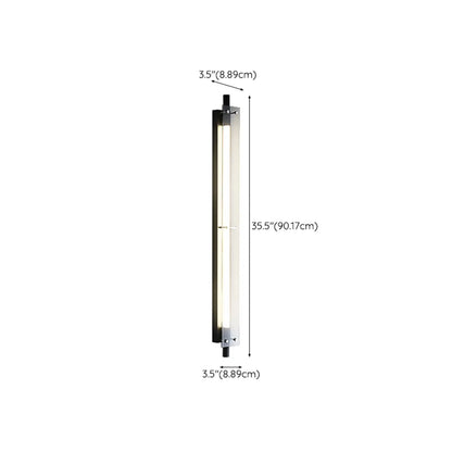 Modern Black Metal Linear Plastic Shade Wall Sconce