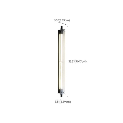 Modern Black Metal Linear Plastic Shade Wall Sconce