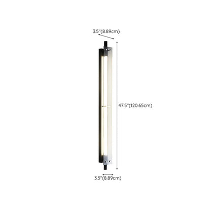 Modern Black Metal Linear Plastic Shade Wall Sconce