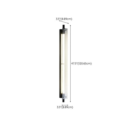 Modern Black Metal Linear Plastic Shade Wall Sconce