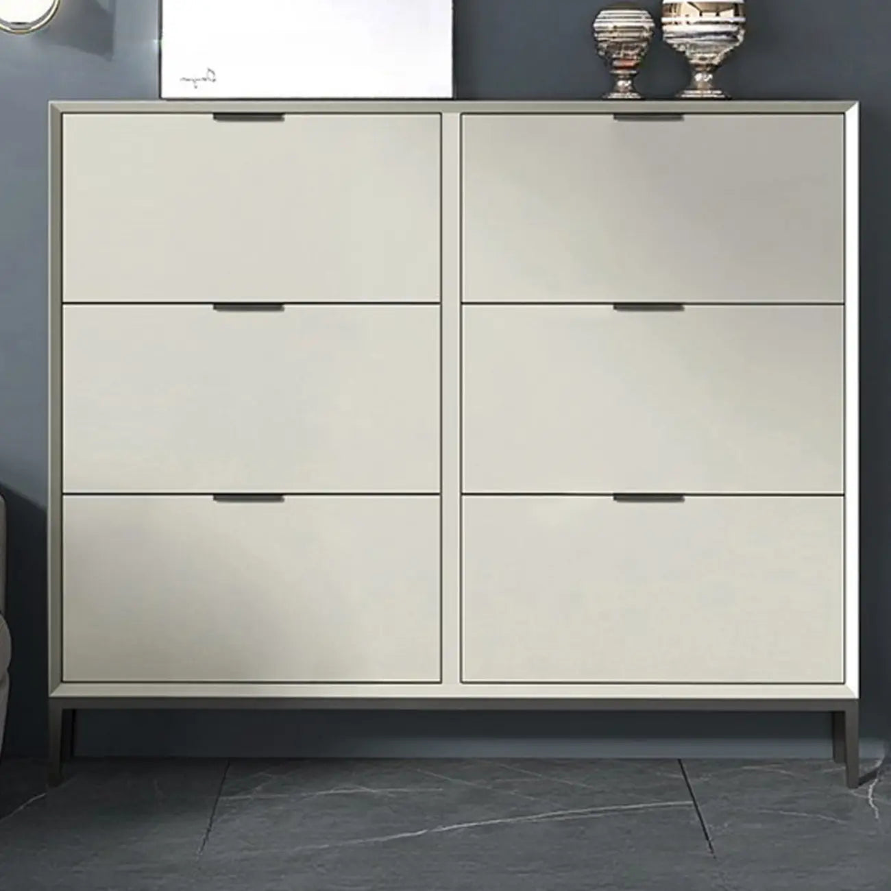Wood Drop-Front Shoe Storage Cabinet for Small Space