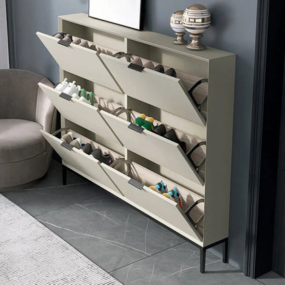 Wood Drop-Front Shoe Storage Cabinet for Small Space