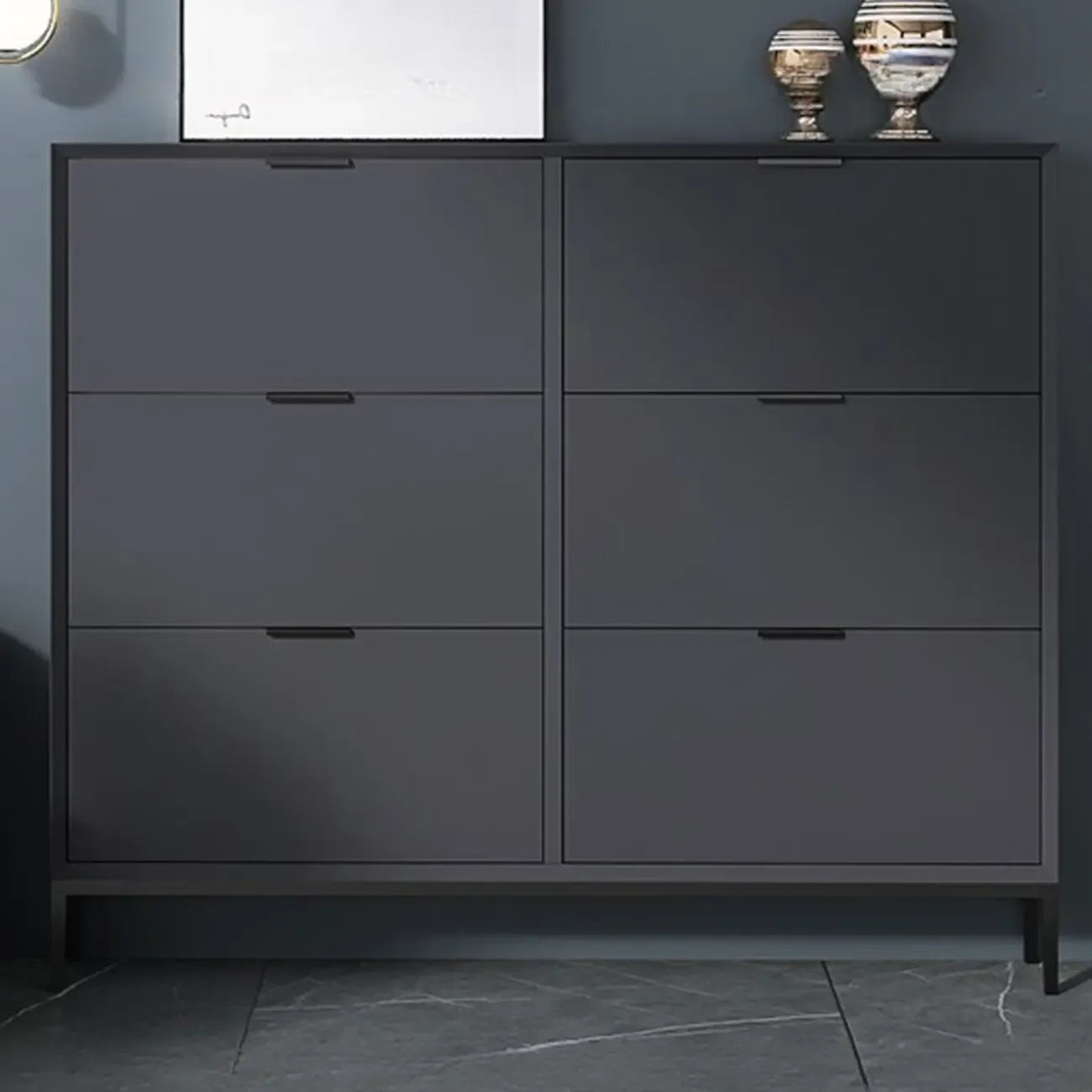 Wood Drop-Front Shoe Storage Cabinet for Small Space