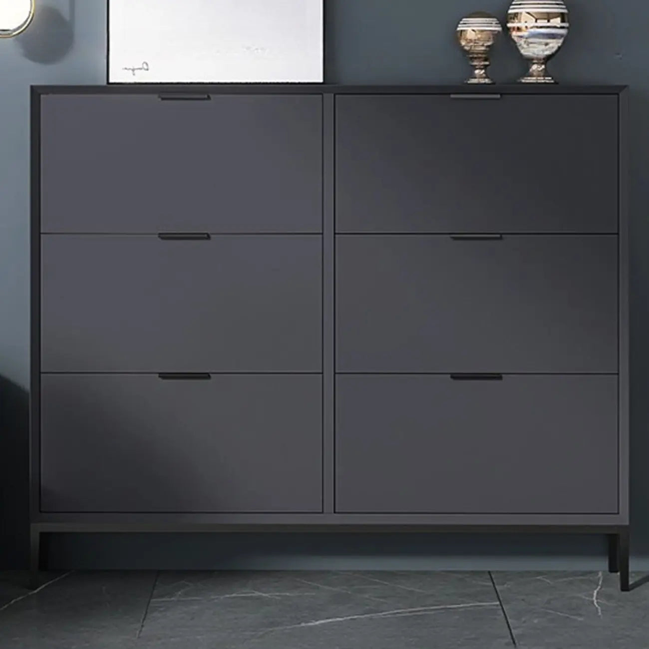 Wood Drop-Front Shoe Storage Cabinet for Small Space